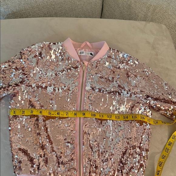 H&M Rose Gold Sequin Bomber Jacket - Picture 6 of 6